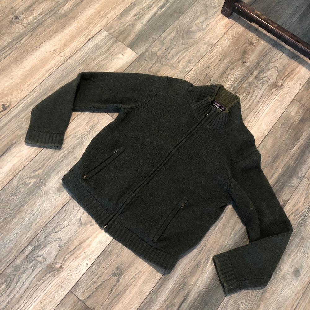 Patagonia Green Full Zip Wool Sweater Men’s M